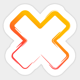 Simple Abstract Cross X Design Red Orange Sticker